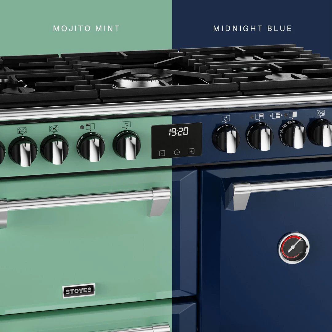 Glen Dimplex stove cookers in Mojito Mint and Midnight Blue