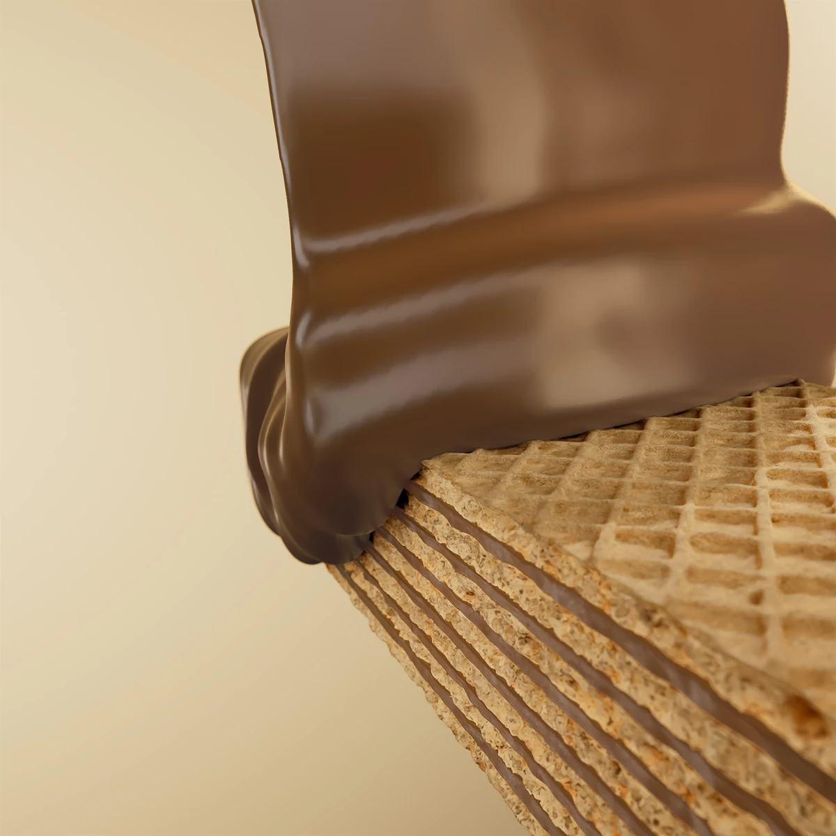 Gandour Unica Max, chocolate pour on stacked wafer still
