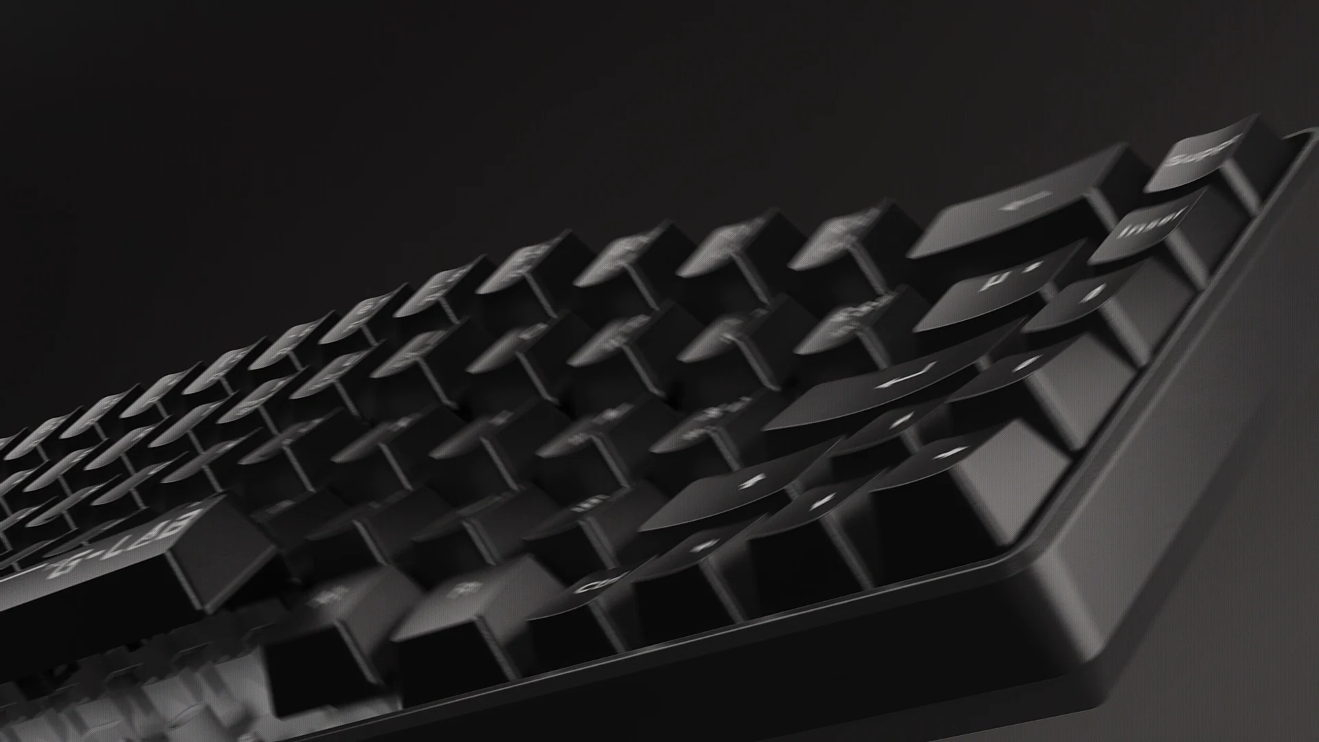 G-Lab mechanical keyboard exploded along a single axis, first frame of the film