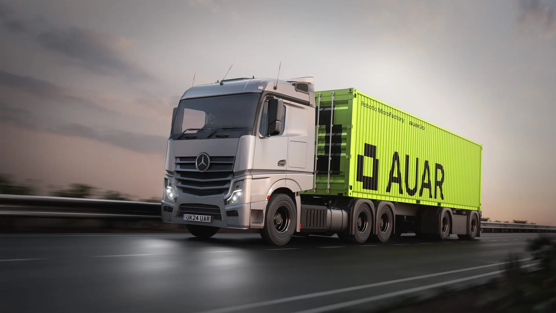 AUAR MicroFactory 3D render, final delivery still from the expanded set