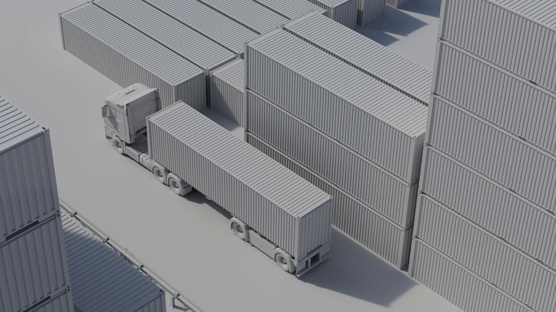 AUAR, grey card pass C01, containers in yard as scale reference for the final C02 shot