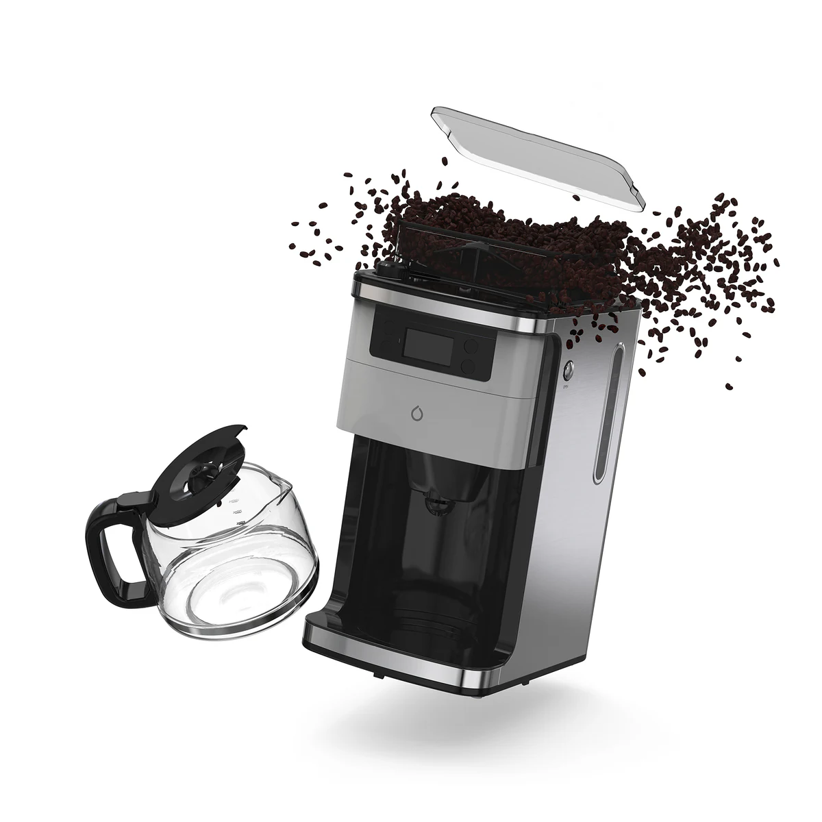 Smarter AM coffee machine exploded view 3D product rendering in grey