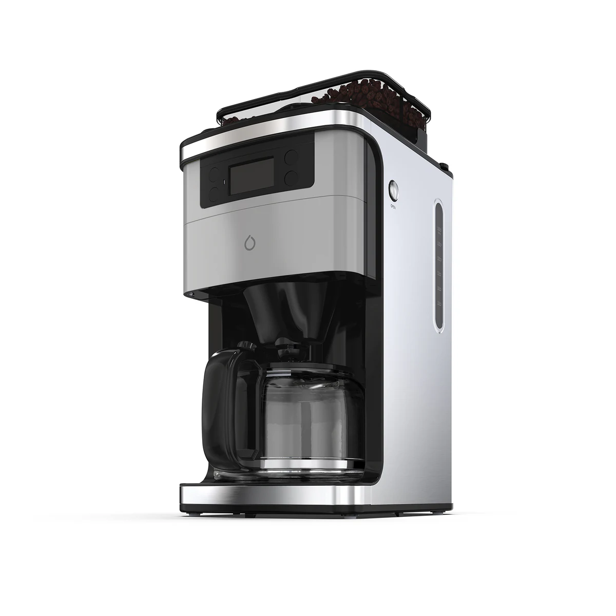 Smarter AM coffee machine low angle 3D product rendering in grey