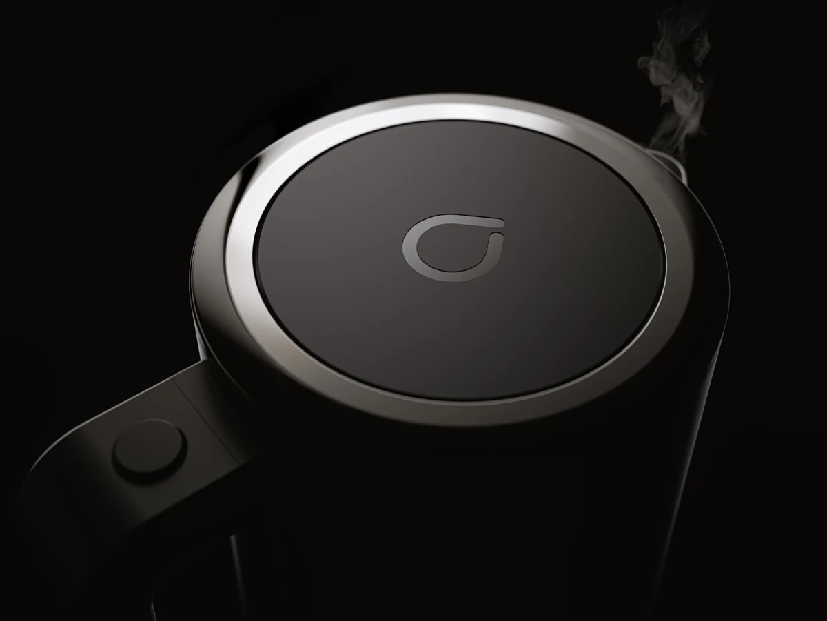 Smarter iKettle steam composition, Black colourway with vapour VFX