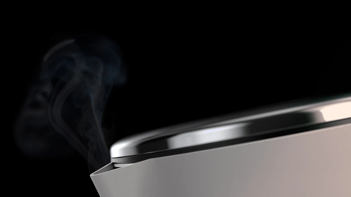 Smarter iKettle steam composition, White colourway with vapour VFX
