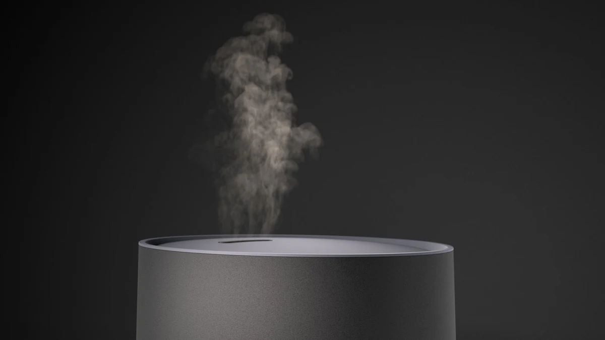 Duux Neo humidifier, atmospheric mist hero composition