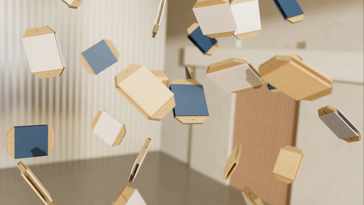 Modulite floating blocks, abstract modular composition still