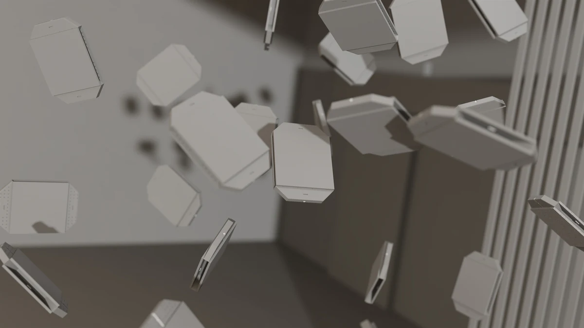 Modulite greycard pass, floating blocks composition