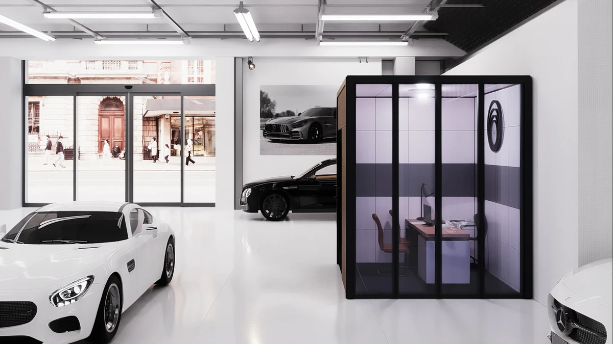 Modulite garage interior, context render