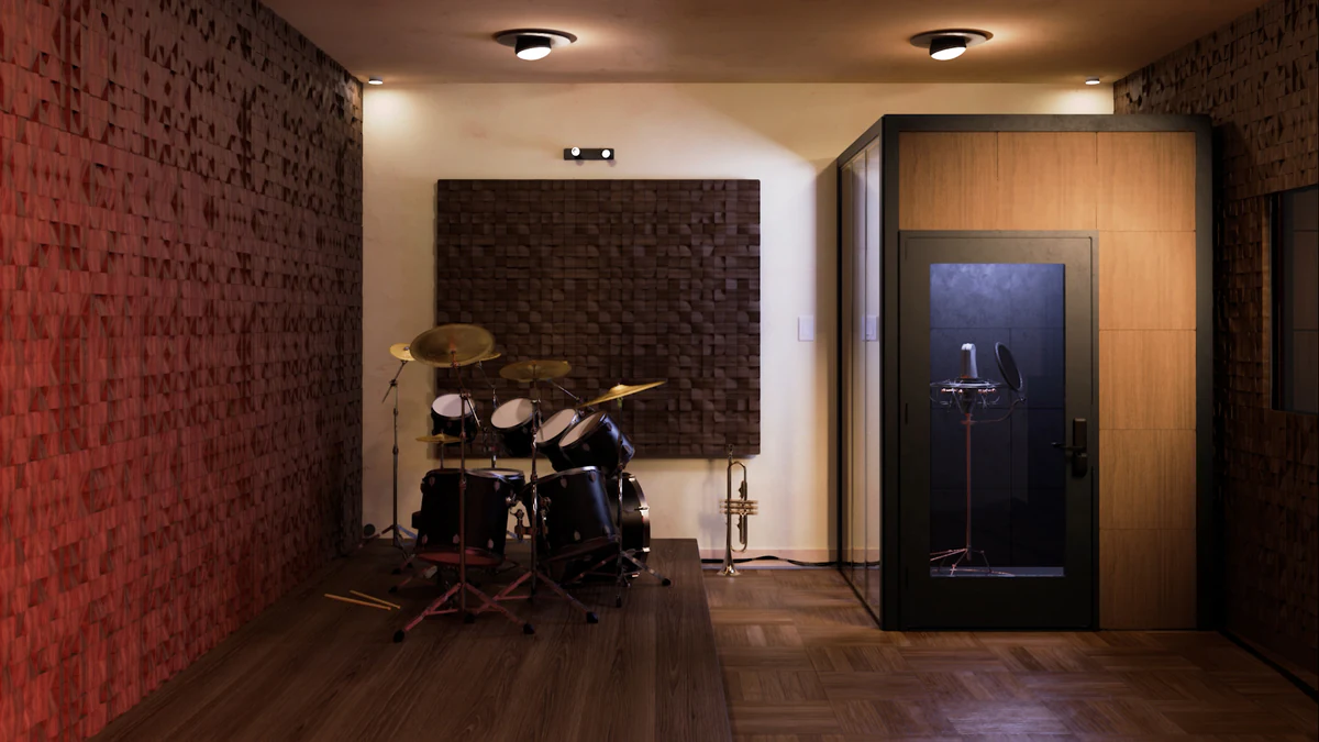 Modulite music room interior, context render