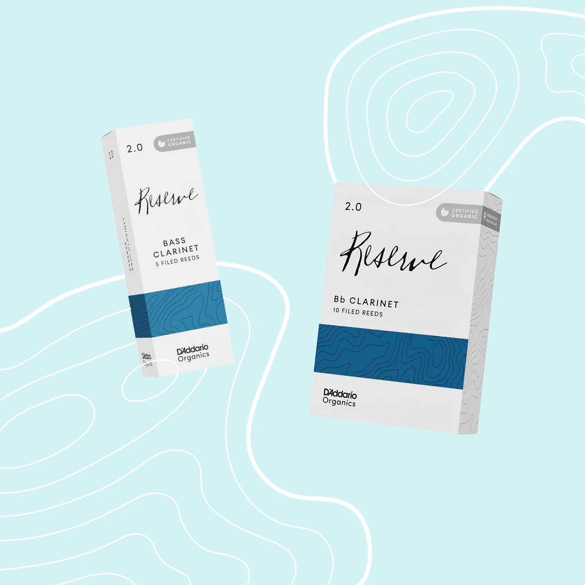 D'Addario Organic Reeds creative still, blue colourway