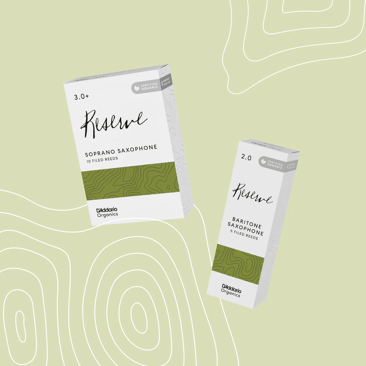D'Addario Organic Reeds creative still, green colourway