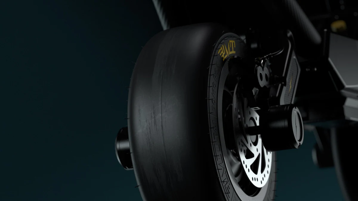 Flash Motors Infinity X scooter, wheel close-up render