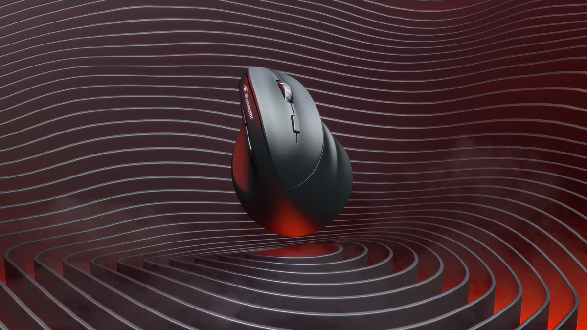 Bluestork ergonomic mouse, ripple product render