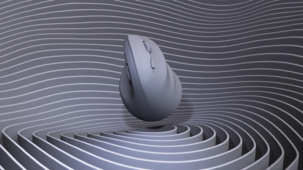 Bluestork ergonomic mouse, ripple grey product render