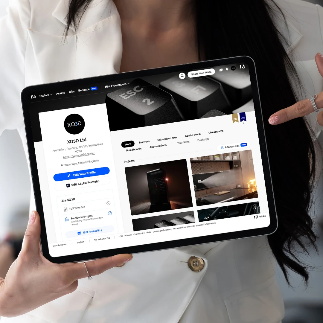 XO3D on Behance, tablet mockup