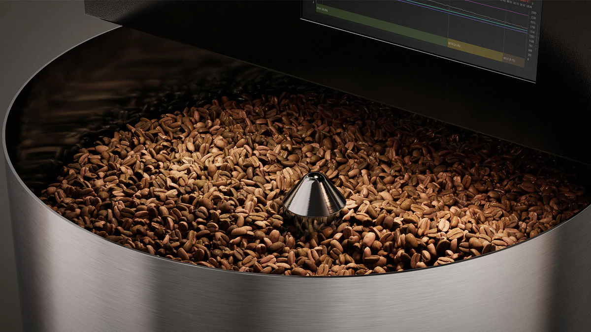 Coffee bean close-up 3D render, macro detail