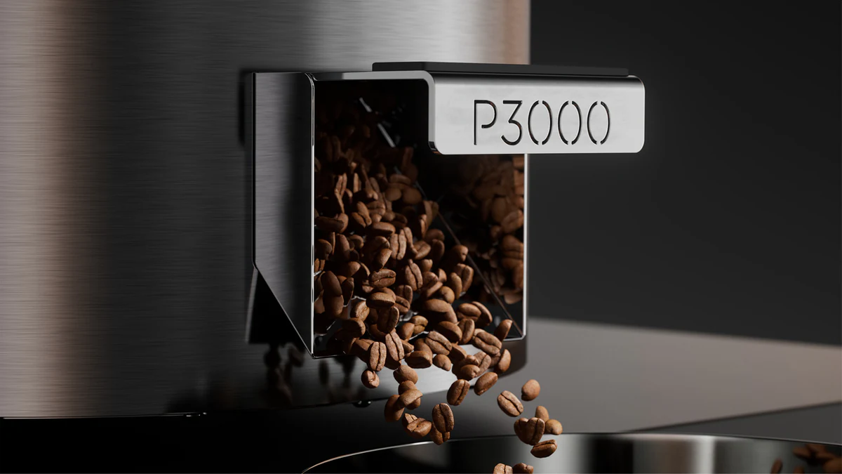 ROEST P3000 close-up coffee beans 3D render