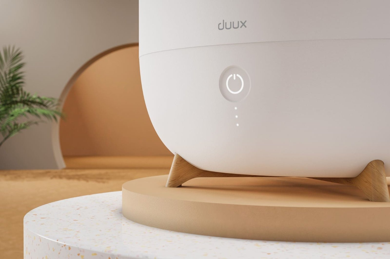 Duux Neo humidifier — White colourway control panel close-up