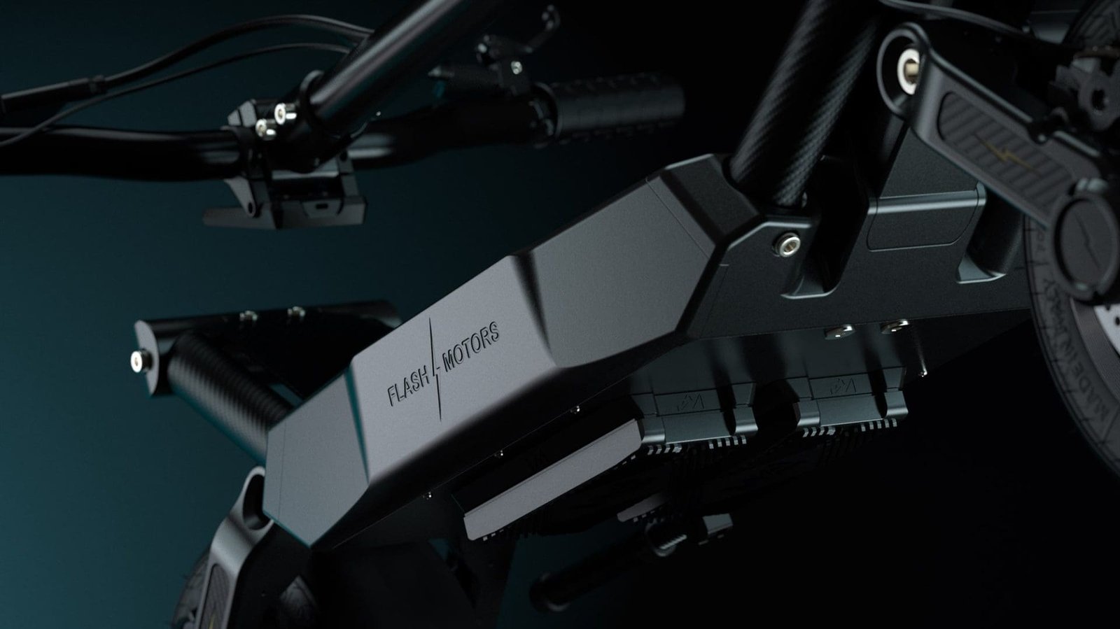 Flash Motors Infinity X scooter — logo close-up render