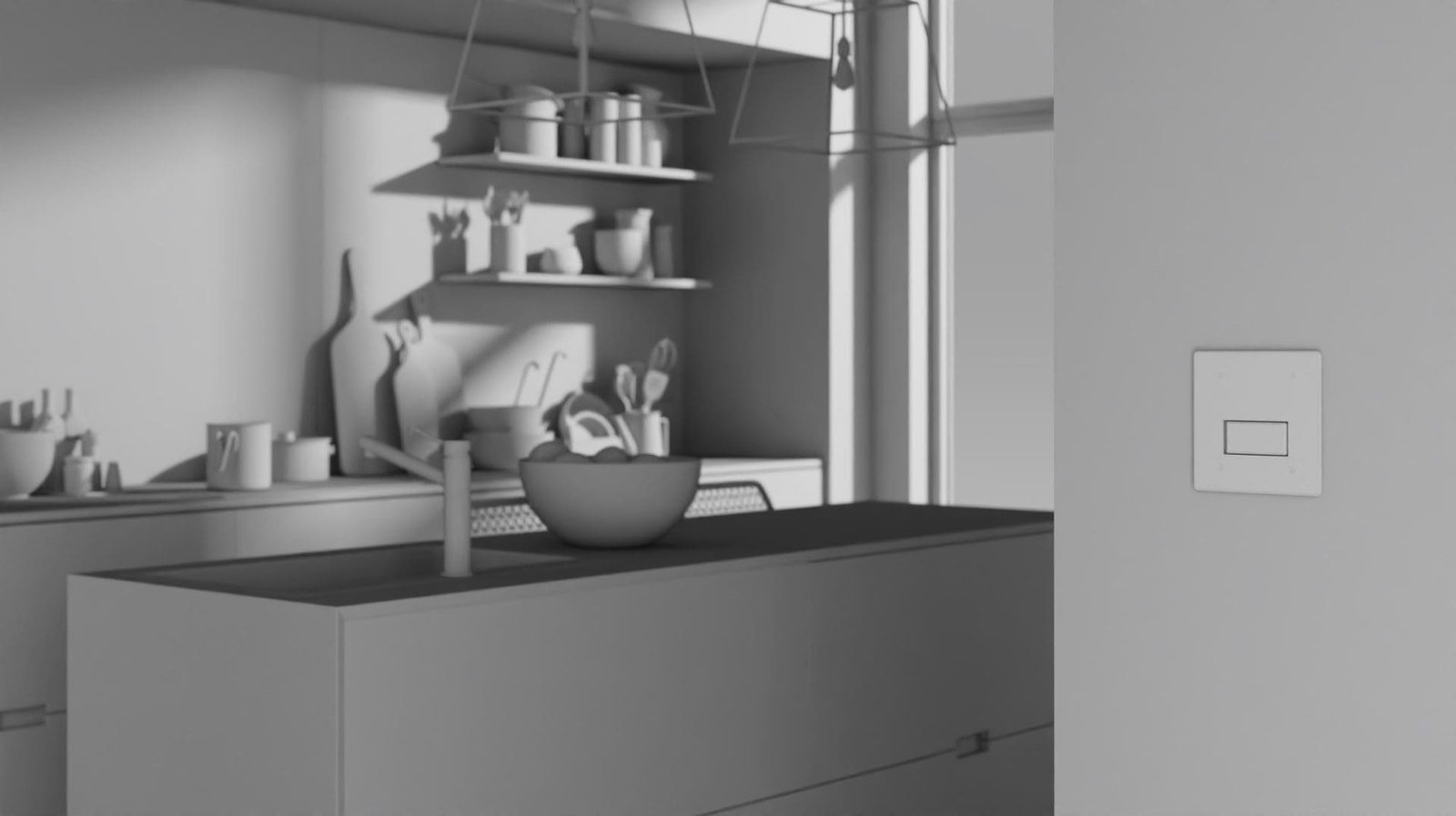 Plumis Automist greycard preview — kitchen simulation pass