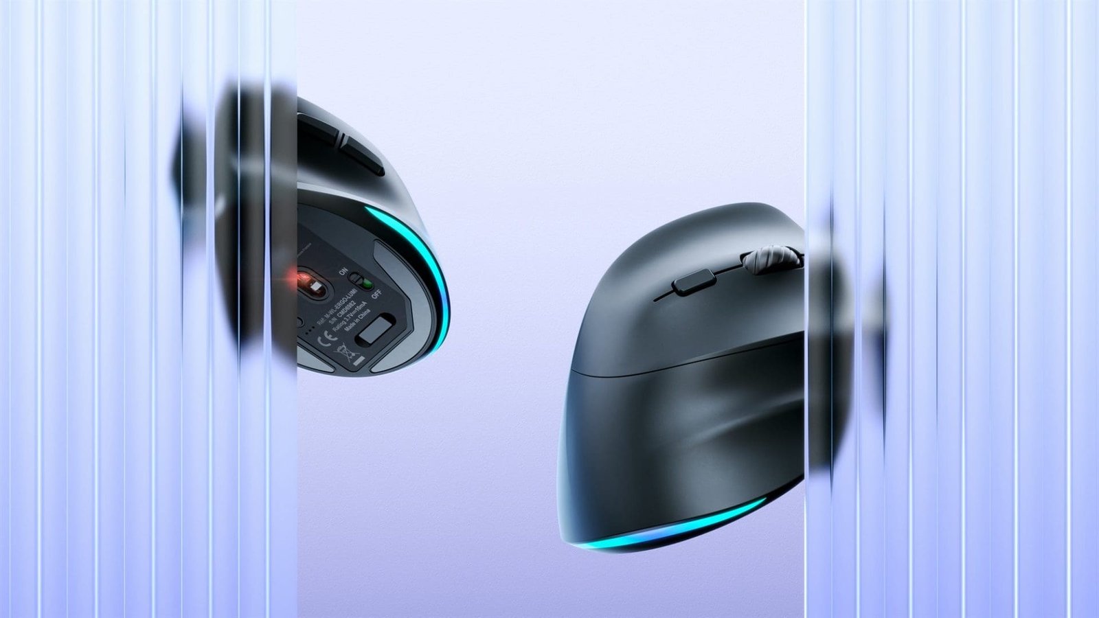 Bluestork ergonomic mouse — fluted glass product render