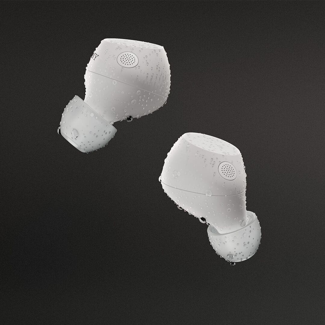 Sony WF-C710 — White colourway IPX water-resistance CGI still