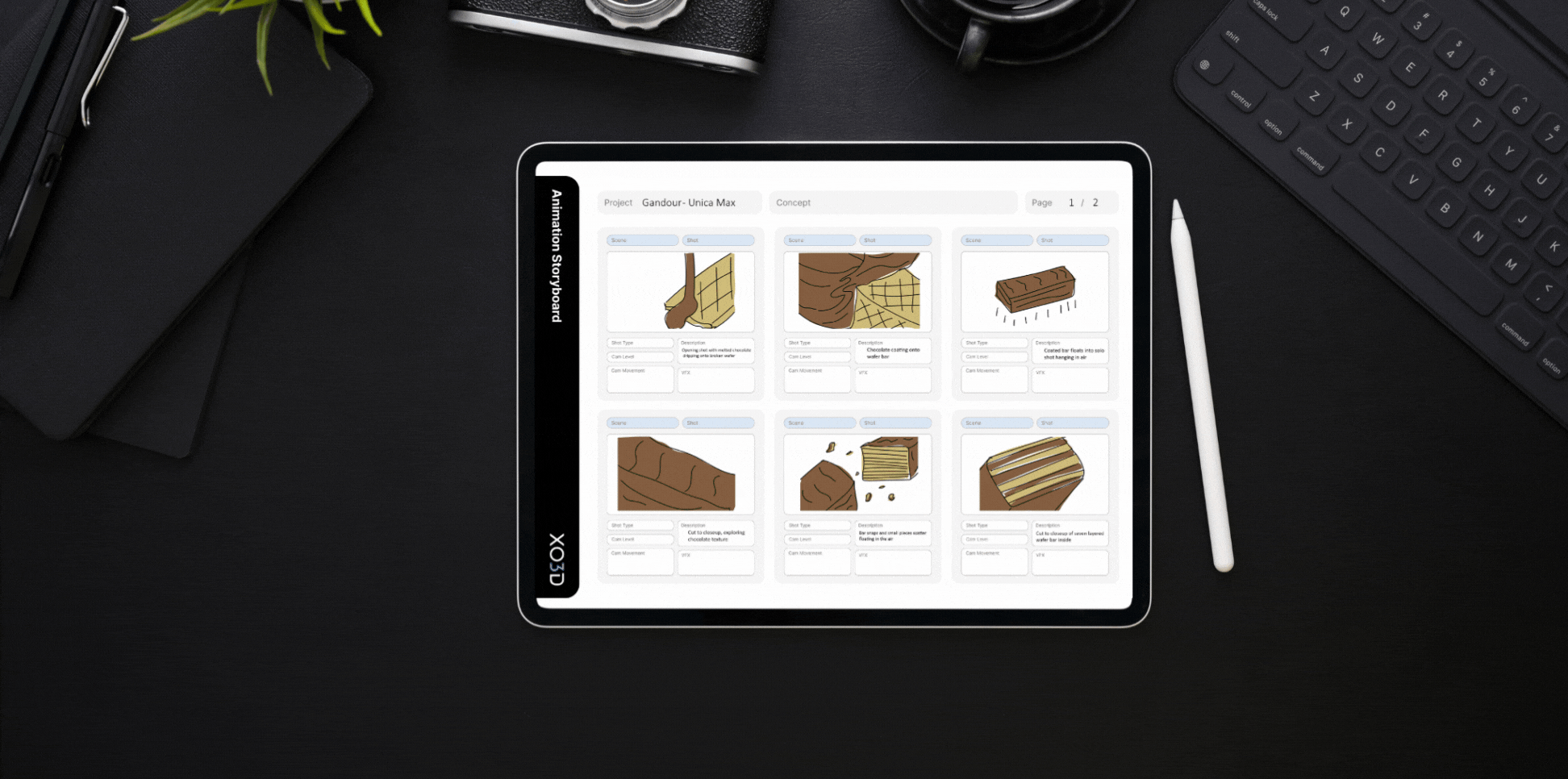 Unica Max Animation Storyboard Tablet Mockup
