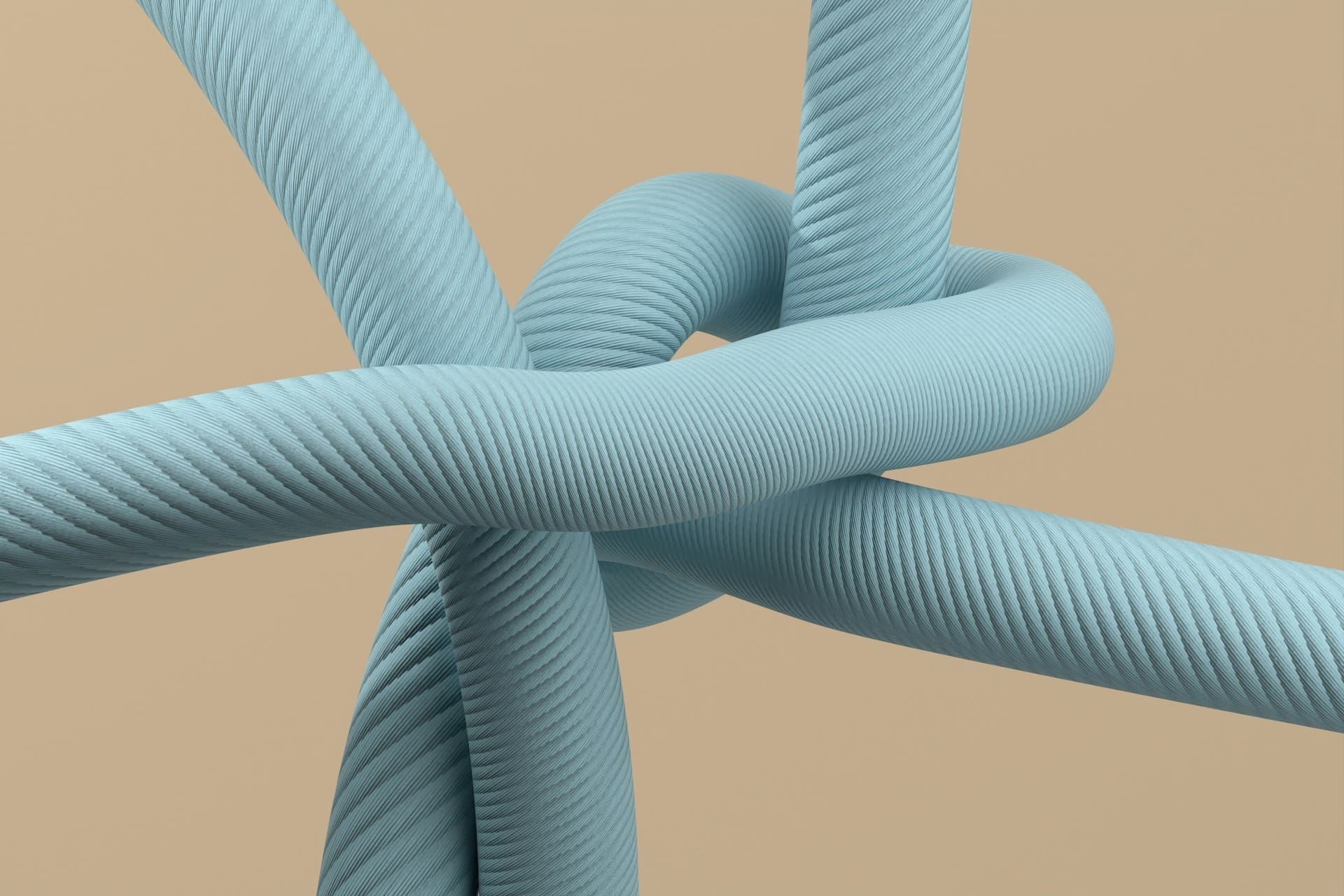 A 3D model of lots of tangled blue cables up close